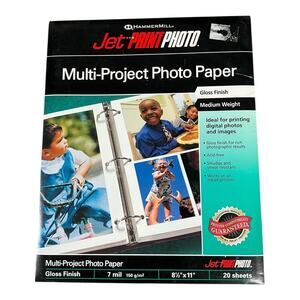 3 Pack HAMMERMILL Jet-Print Gloss Finish PHOTO Paper 8.5x11 20 Sheets Per Pack